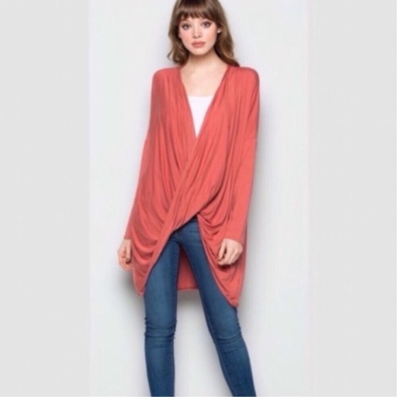 Rose Draped V-Neck Long Sleeve Tee